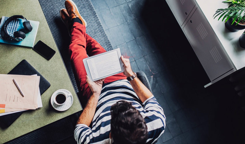 man with tablet