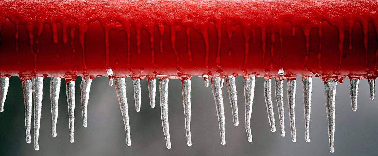 frozen red pole