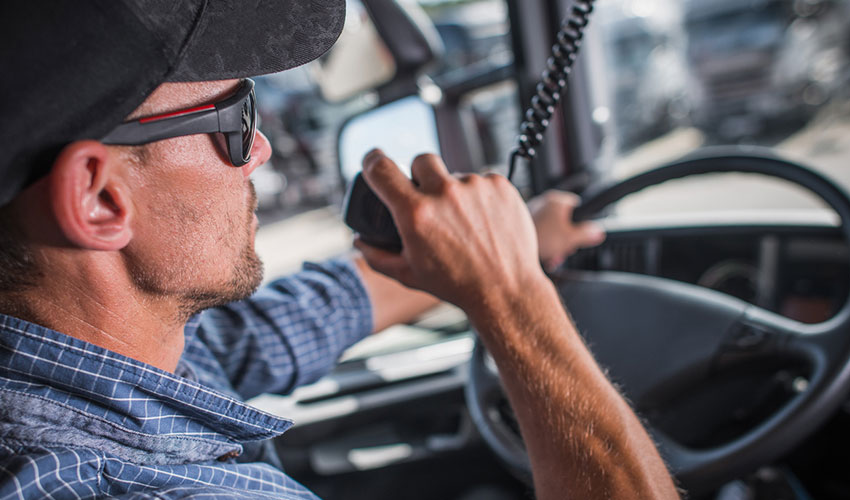 trucker behind the wheel